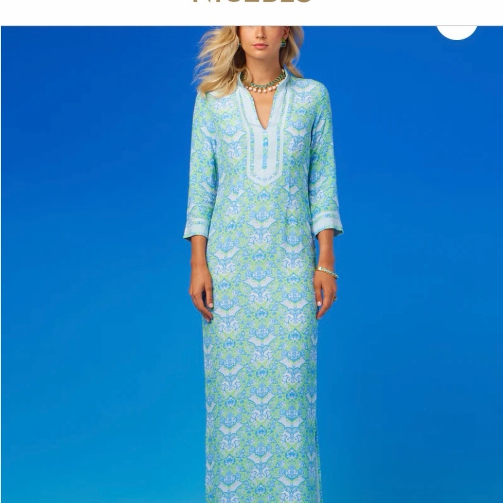 Elegant Blue and Green Maxi Dress